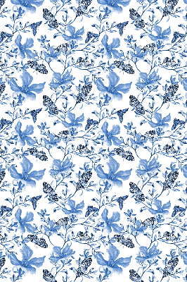 Verduisterend stoffen rolgordijn met blauwe vlinders