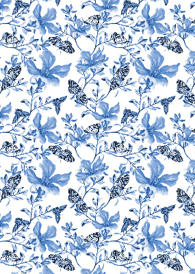 Verduisterend stoffen rolgordijn met blauwe vlinders