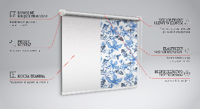Verduisterend stoffen rolgordijn met blauwe vlinders