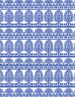 Verduisterend rolgordijn voor balkondeur met blauw patroon