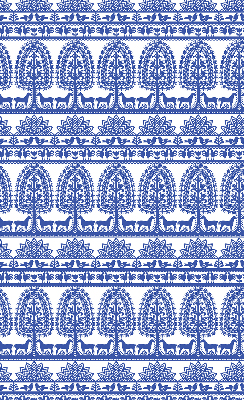 Verduisterend rolgordijn voor balkondeur met blauw patroon