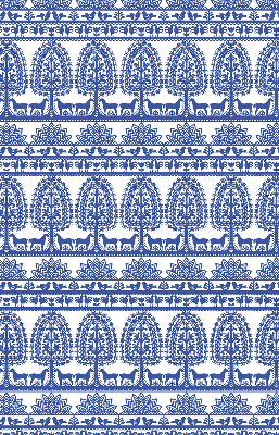 Verduisterend rolgordijn voor balkondeur met blauw patroon