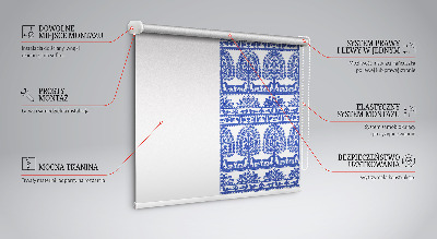 Verduisterend rolgordijn voor balkondeur met blauw patroon