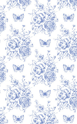 Verduisterend rolgordijn voor raam in blauw met bloemen- en vlinderprint