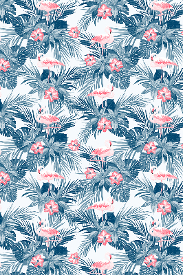 Verduisterend rolgordijn voor een balkondeur met tropische planten en flamingo's