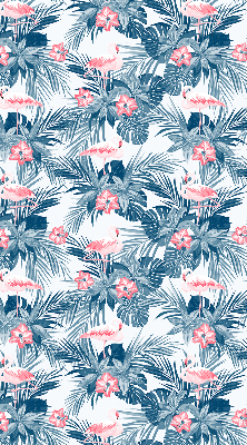 Verduisterend rolgordijn voor een balkondeur met tropische planten en flamingo's