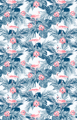 Verduisterend rolgordijn voor een balkondeur met tropische planten en flamingo's