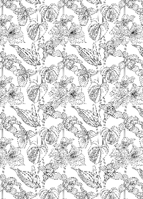 Verduisterend raamrolgordijn voor binnen met geschetste bloemen