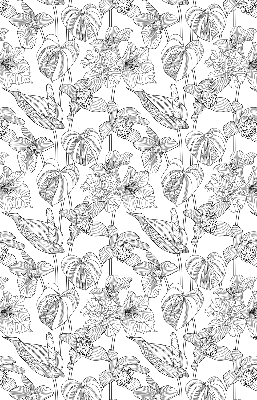 Verduisterend raamrolgordijn voor binnen met geschetste bloemen