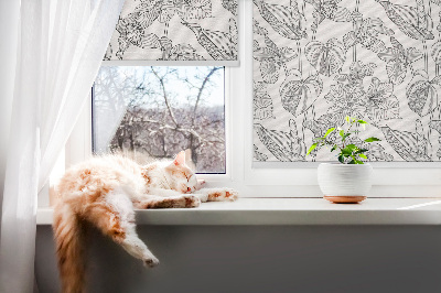 Verduisterend raamrolgordijn voor binnen met geschetste bloemen