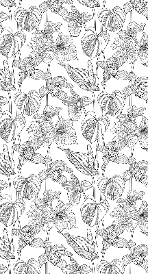 Verduisterend raamrolgordijn voor binnen met geschetste bloemen