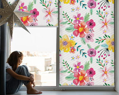 Verduisterend stoffen rolgordijn met geschilderde bloemen