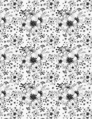 Binnenshuis verduisterend rolgordijn met getekende bloemenprint