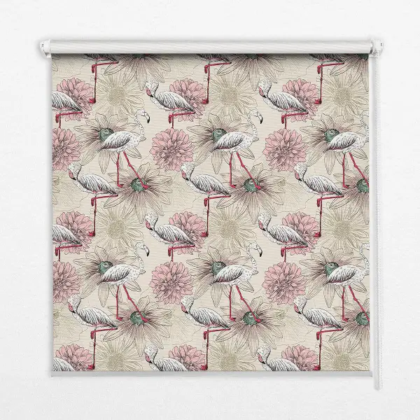 Verduisterend rolgordijn voor raam witte flamingo's