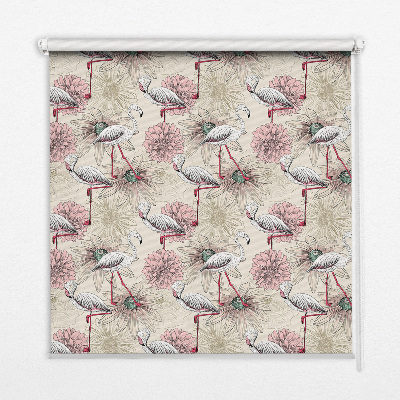 Verduisterend rolgordijn voor raam witte flamingo's