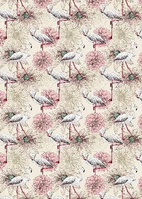 Verduisterend rolgordijn voor raam witte flamingo's
