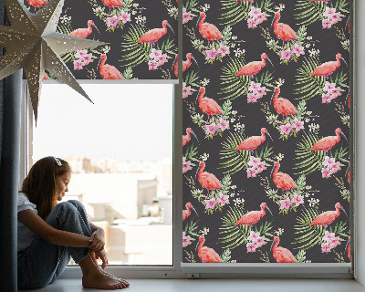 Verduisterend stoffen rolgordijn met flamingo's op planten