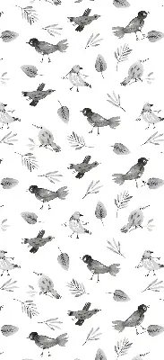 Verduisterend binnengordijn met getekende vogels en bladeren