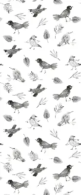 Verduisterend binnengordijn met getekende vogels en bladeren