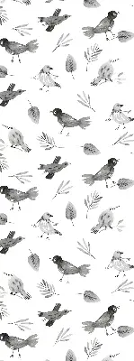 Verduisterend binnengordijn met getekende vogels en bladeren