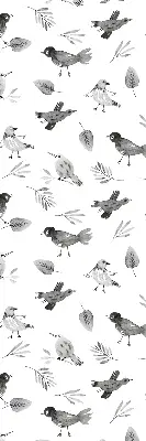 Verduisterend binnengordijn met getekende vogels en bladeren