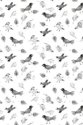 Verduisterend binnengordijn met getekende vogels en bladeren