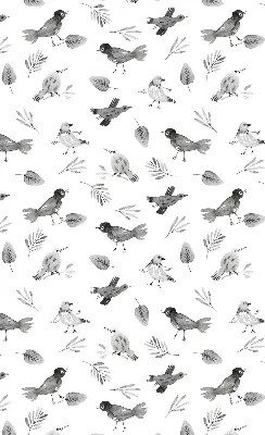 Verduisterend binnengordijn met getekende vogels en bladeren
