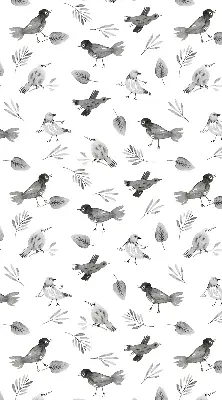 Verduisterend binnengordijn met getekende vogels en bladeren