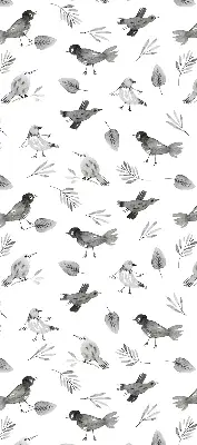 Verduisterend binnengordijn met getekende vogels en bladeren