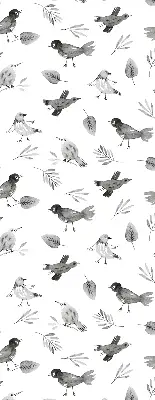 Verduisterend binnengordijn met getekende vogels en bladeren
