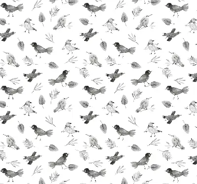 Verduisterend binnengordijn met getekende vogels en bladeren