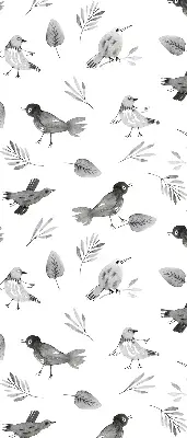 Verduisterend binnengordijn met getekende vogels en bladeren