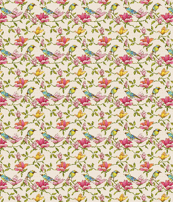 Binnenshuis verduisterend rolgordijn met vogels op bloemen