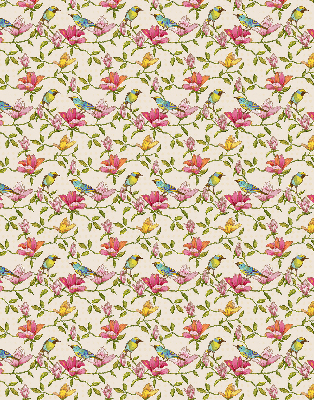 Binnenshuis verduisterend rolgordijn met vogels op bloemen