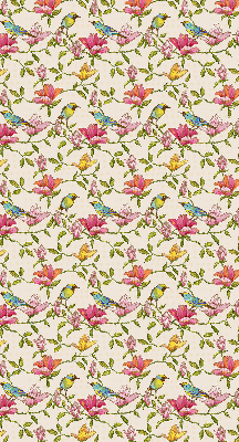 Binnenshuis verduisterend rolgordijn met vogels op bloemen
