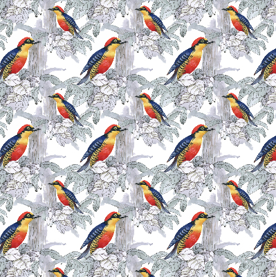 Verduisterend stoffen rolgordijn met een kleurrijk vogelmotief