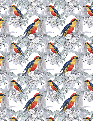 Verduisterend stoffen rolgordijn met een kleurrijk vogelmotief