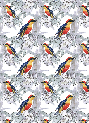 Verduisterend stoffen rolgordijn met een kleurrijk vogelmotief