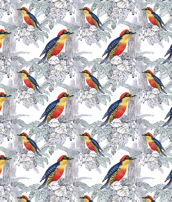 Verduisterend stoffen rolgordijn met een kleurrijk vogelmotief
