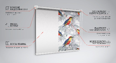 Verduisterend stoffen rolgordijn met een kleurrijk vogelmotief