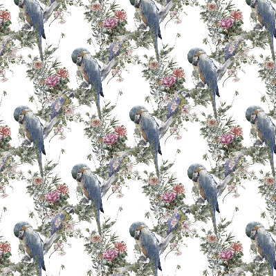 Verduisterend stoffen rolgordijn met papegaaien op bloemen