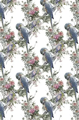 Verduisterend stoffen rolgordijn met papegaaien op bloemen