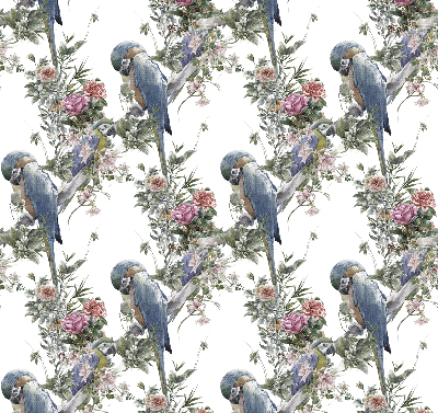 Verduisterend stoffen rolgordijn met papegaaien op bloemen