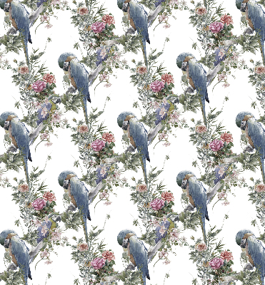 Verduisterend stoffen rolgordijn met papegaaien op bloemen