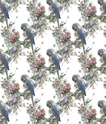 Verduisterend stoffen rolgordijn met papegaaien op bloemen