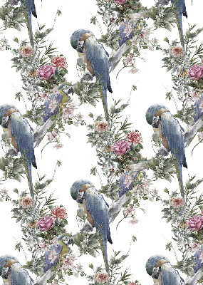 Verduisterend stoffen rolgordijn met papegaaien op bloemen