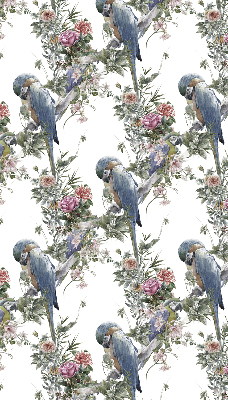 Verduisterend stoffen rolgordijn met papegaaien op bloemen