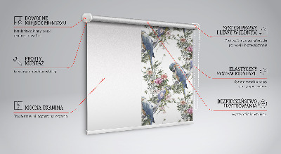 Verduisterend stoffen rolgordijn met papegaaien op bloemen