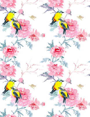 Verduisterend binnengordijn met vogels op bloemen