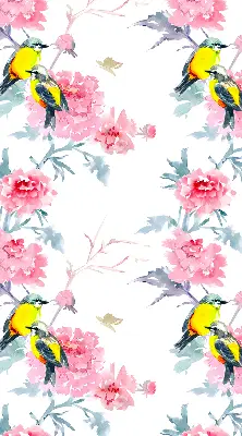 Verduisterend binnengordijn met vogels op bloemen